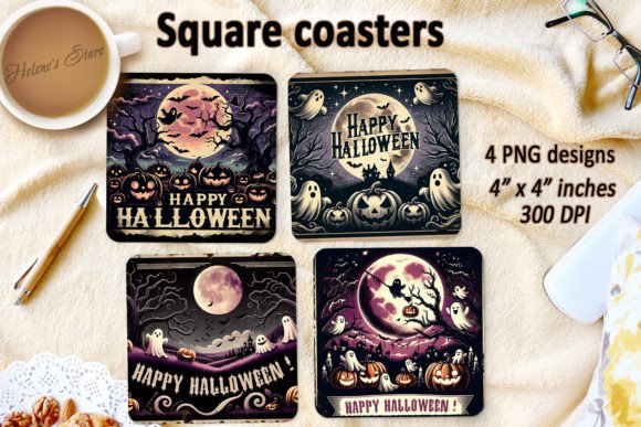 Download Happy Halloween Square Coaster Designs - Coaster design Collection