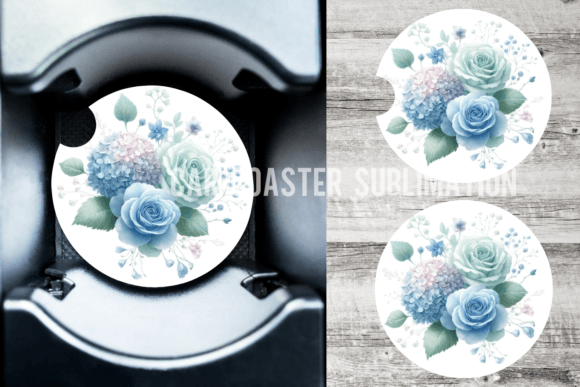Download Floral Blue Dust Car Coaster Designs - Coaster design Collection