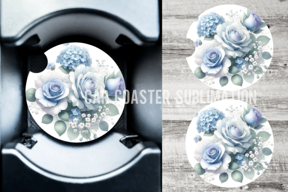 Download Flowers Blue Dust Car Coaster Designs - Coaster design Collection