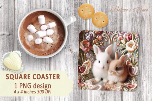 Download Easter Rabbit Square Coaster Designs - Coaster design Collection
