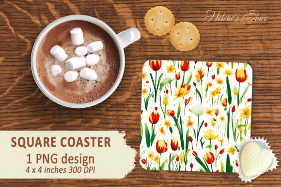 Download Flowers Pattern Square Coaster Designs - Coaster design Collection