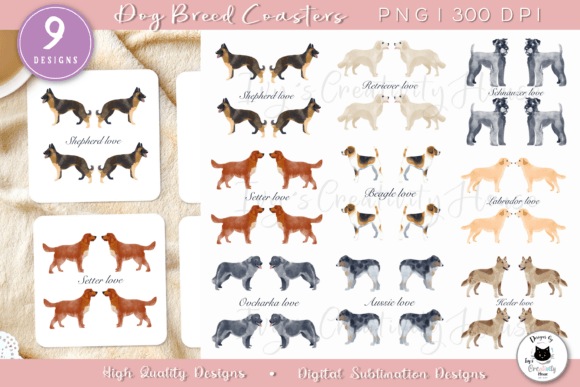 Download Watercolor Dog Coaster Designs | Dog Png - Coaster design Collection