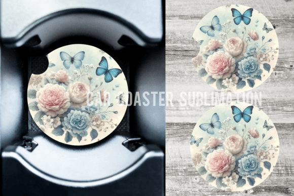 Download Butterfly Blue Car Coaster Designs - Coaster design Collection