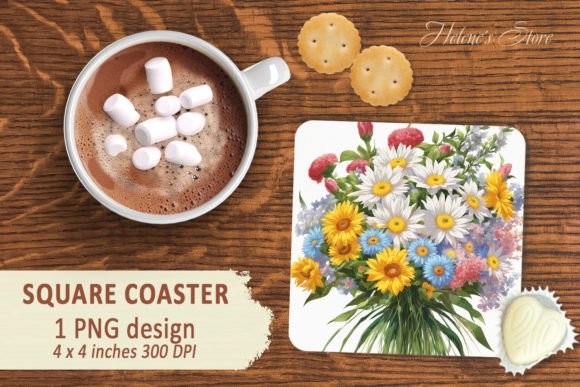 Download Flowers Bouquet Square Coaster Designs - Coaster design Collection