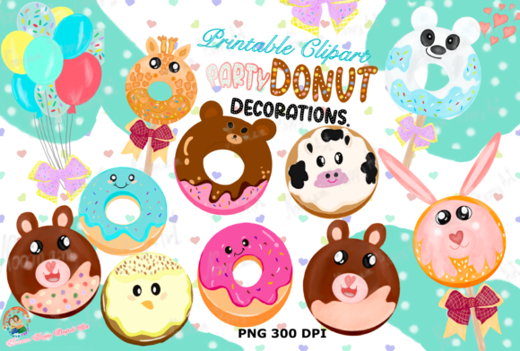 Download Donut Party Decorations Printable Clipart Set - Party decorations Collection