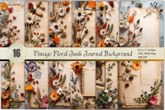 Download Vintage Floral Theme Junk Journal Pages - Floral theme Collection