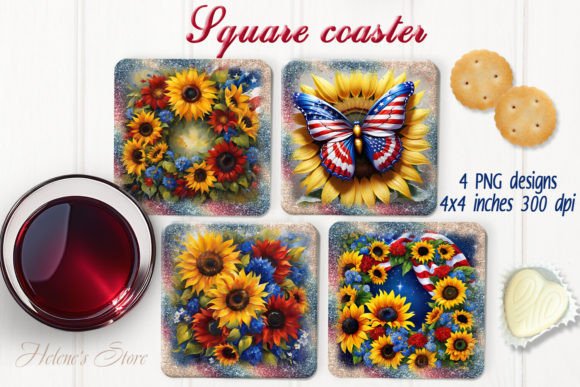 Download USA Sunflowers Square Coaster Designs - Coaster design Collection