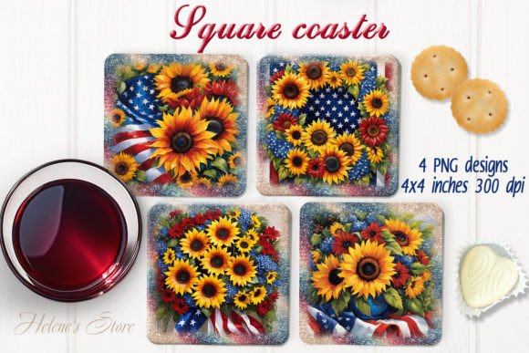 Download USA Sunflowers Square Coaster Designs - Coaster design Collection